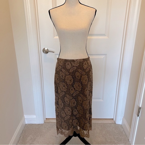 J.Crew Brown Floral Lace Pencil Skirt – Midi SZ 14 - Picture 4 of 6